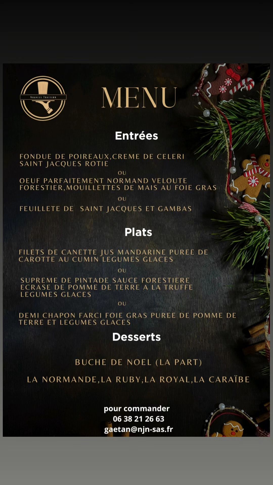 Menu de noel